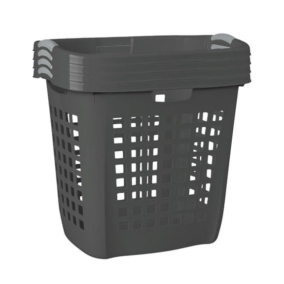 Sterilite 4-Pack 2.1 Bushel Ultra Easy Carry Hamper, Plastic Laundry Basket, Flat Gray
