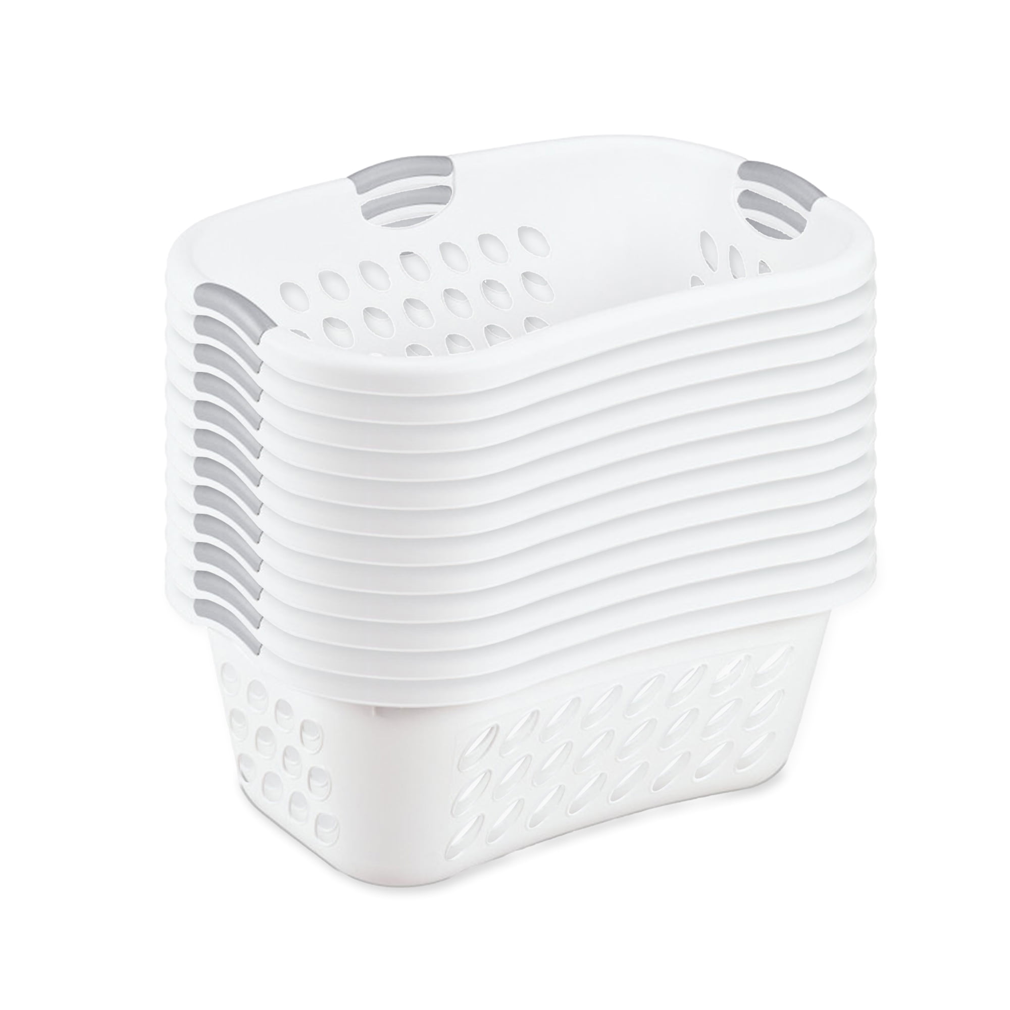 Sterilite Ultra HipHold 1.25 Bushel Plastic Clothes Laundry Basket, 12 Pack