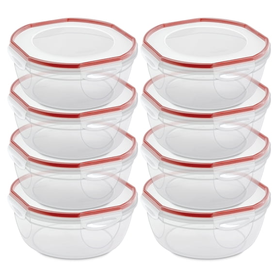 Sterilite Ultra Seal 4.7 Qt Plastic Food Storage Bowl Container, (8 Pack)