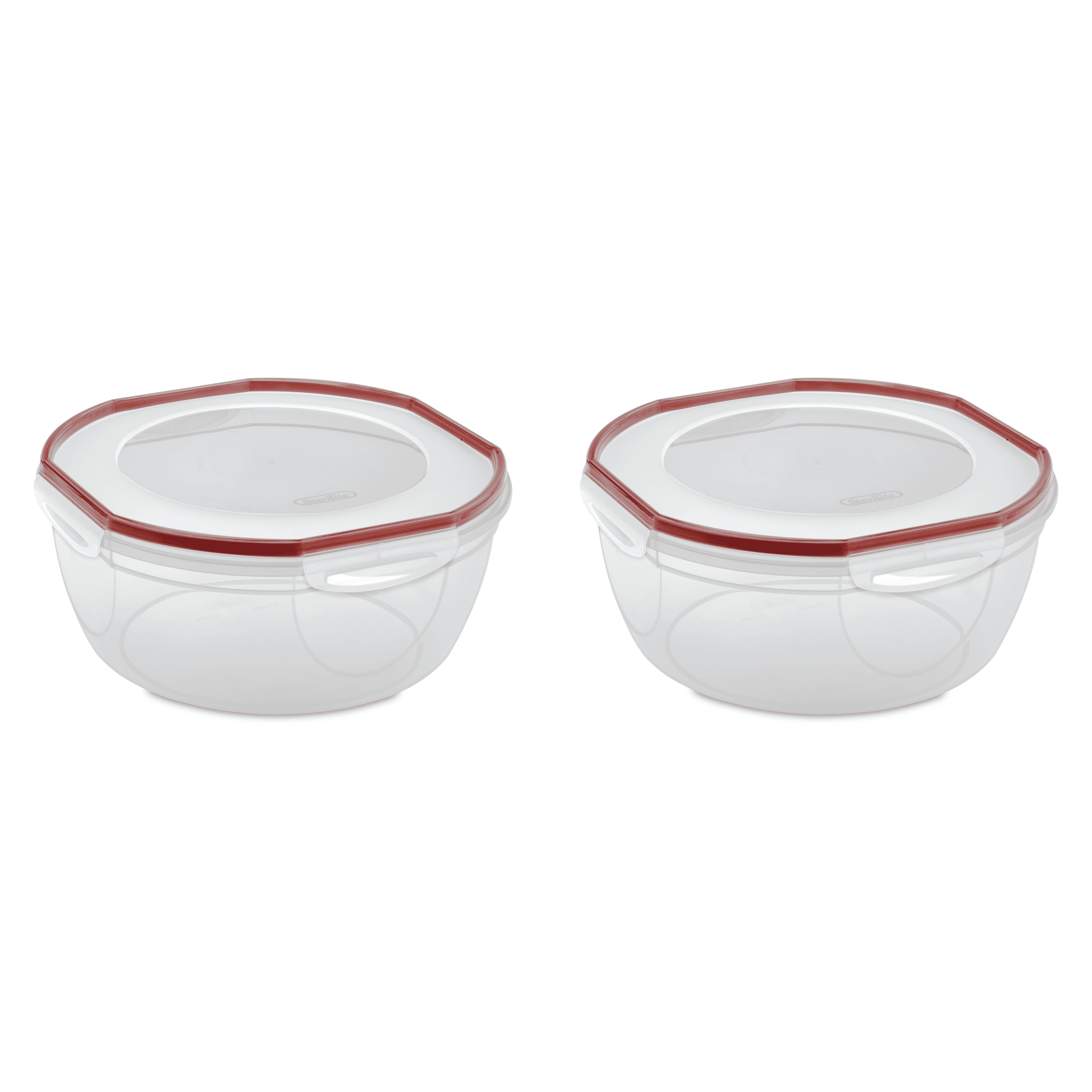 Sterilite UltraSeal 8.1 Qt. Bowl, Latching Food Storage Container, Air and Water-Tight, BPA-Free, Clear, 2 Pack