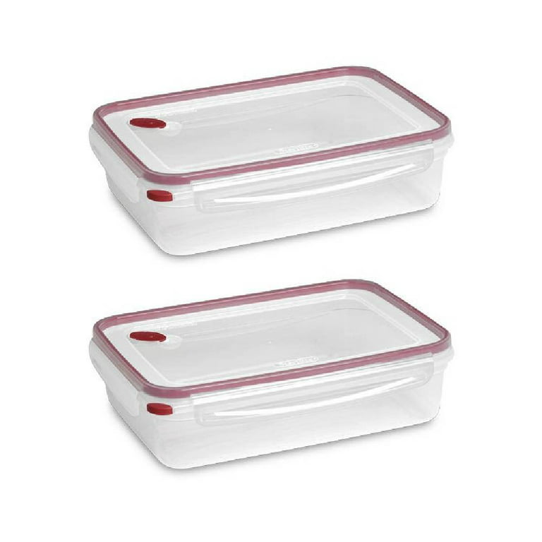 Sterilite 16 Cup Food Storage Container Ultra Seal Plastic New Clear Red,  2-Pack