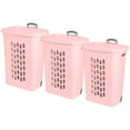 thumbnail image 1 of Sterilite Ultra Wheeled Hamper, Laundry Basket with Lid and Handle, Pink Frost, 3 Pack, 1 of 12