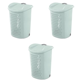 Sterilite Ultra™ Large Wheeled Hamper, Plastic Laundry Hamper with Wheels for Easy Transport, Mint, 3 Pack