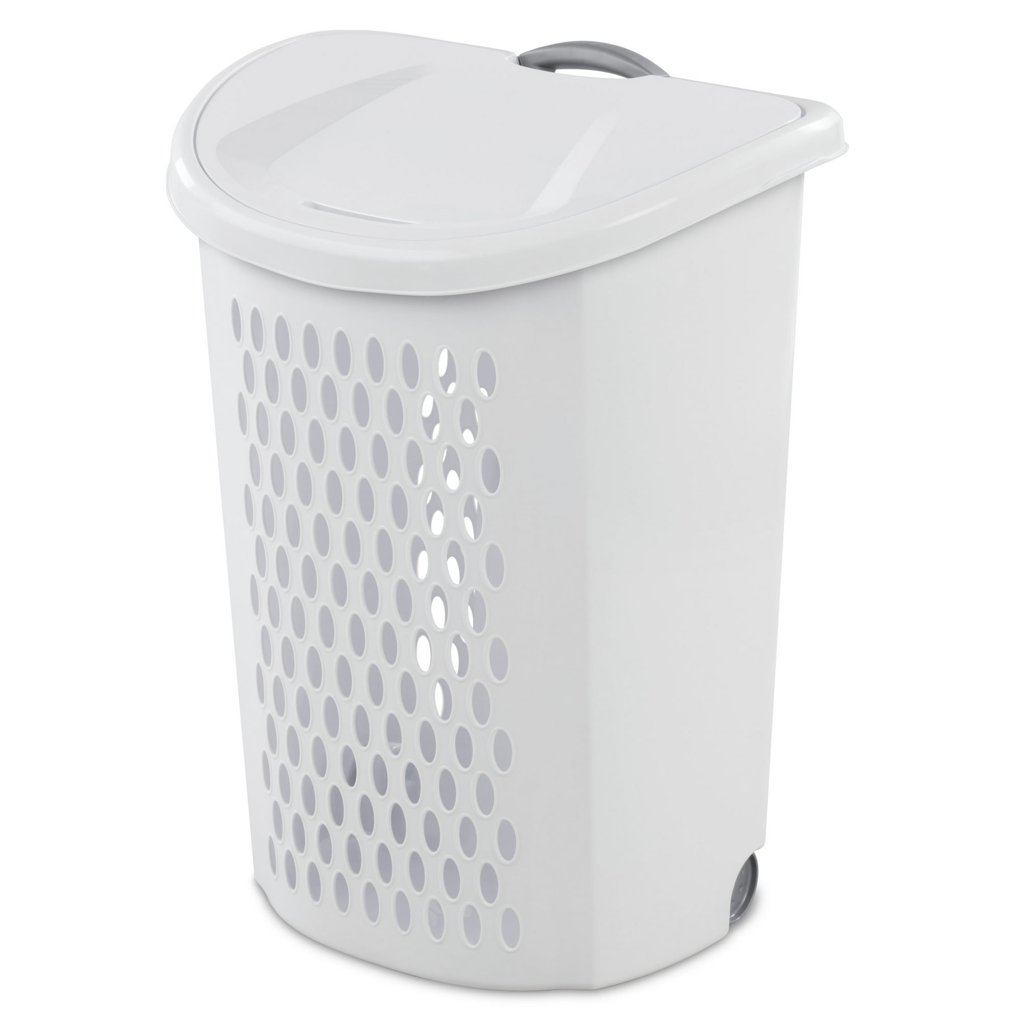 Sterilite Ultra™ Wheeled Hamper, Plastic Laundry Hamper with Handle and Wheels for Easy Transport, White