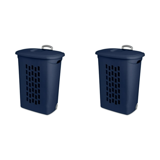 Sterilite Ultra™ Wheeled Hamper Plastic, Blue Cove, Set of 2