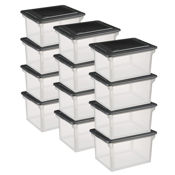 Sterilite Versatile Clear Organizing Storage File Box with Lid (12 Pack)