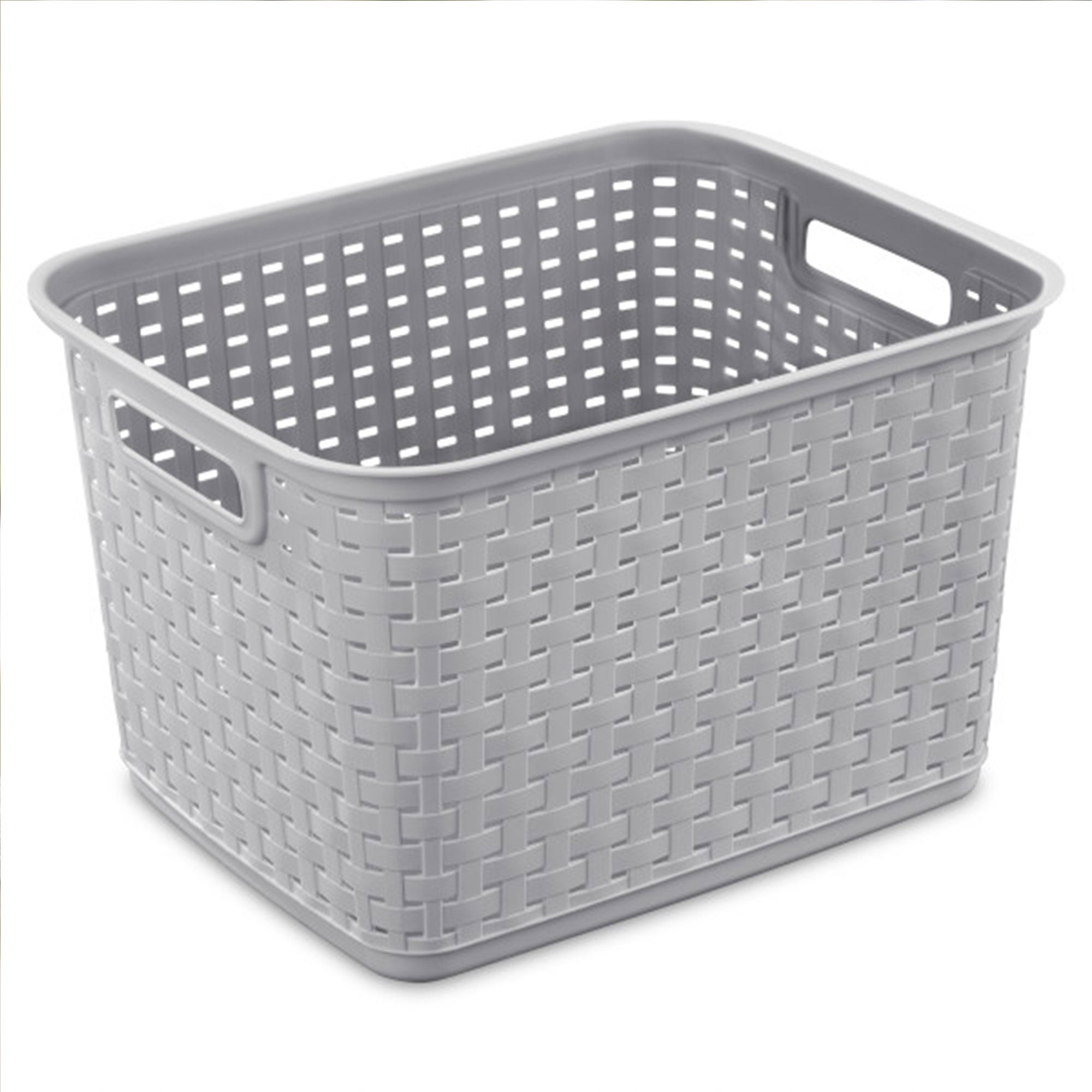 Cement Gray Wicker Weave Plastic Storage Basket Set of 6