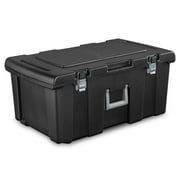 Sterilite Wheeled Footlocker Utility Storage Container, Black, 2 Pack