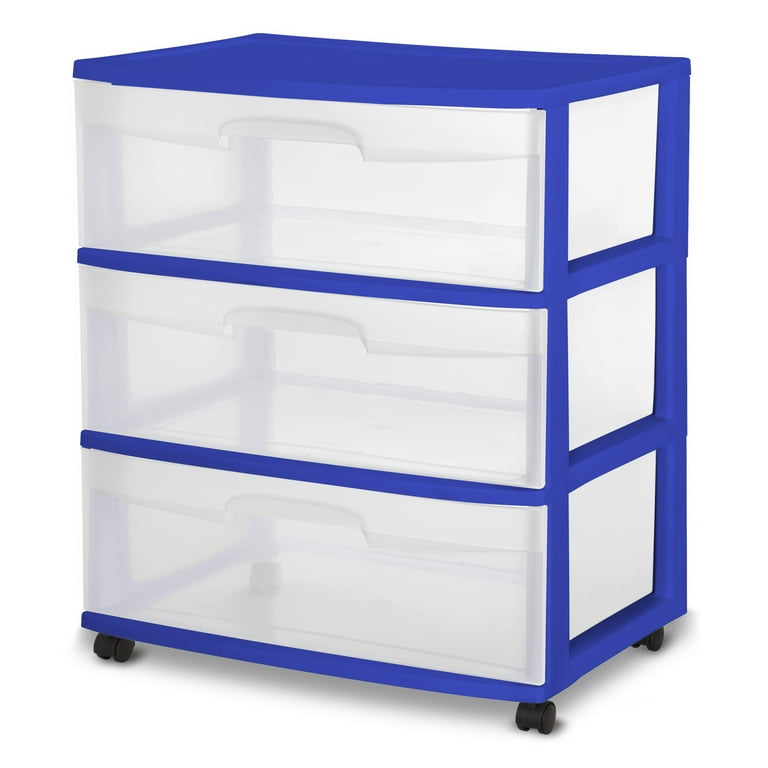 Sterilite Wide 3 Drawer Cart Cobalt Crush Walmart