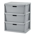 thumbnail image 1 of Sterilite Wide 3 Drawer Cross-Weave Tower, Stylish Pattern, Removable Plastic Bins, Easy to Assemble, Light Gray, 1 of 15