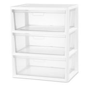 Sterilite Wide 3 Drawer Tower White