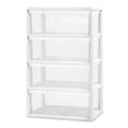 thumbnail image 1 of Sterilite Wide 4 Drawer Tower, Versatile Storage with Clear Drawers Become Removable Bins, Easy to Assemble, White, 1 of 12