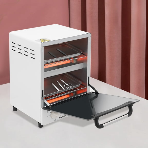 Sterilizer for Nail Tools 12L Infrared Quartz Tube Professional Salon Sterilization Cabinet High Temperature 110V 1000W Rectangular Tabletop Timer Control White For Salon Spa Beauty Tools
