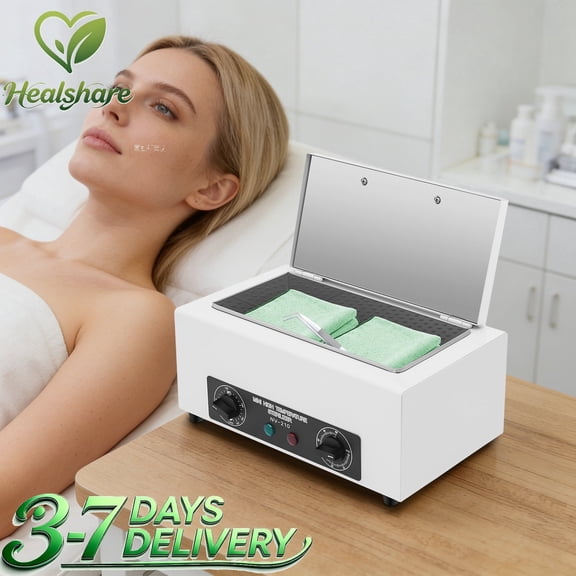 Sterilizer for Nail Tools High Temperature 0.4 Gallon Large Capacity 304 Stainless Steel Timer 110V 300W Adjustable 122-392F Countertop for Salon Spa Home White