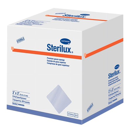 Sterilux Premium Gauze Sponge Sterile 2's, 2" X 2", 8-ply Part No. 56880000 (50/box)