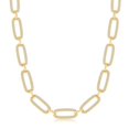 thumbnail image 1 of Stering Silver Micro Pave CZ Linked Oval Necklace - Gold Plated, 1 of 1