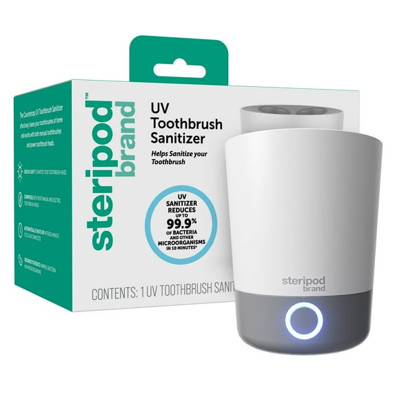 Steripod UV Toothbrush Sanitizer, Countertop UV Sanitizer For Everyday Protection and UV Sanitation of Toothbrushes, Holds Up to 4 Toothbrushes