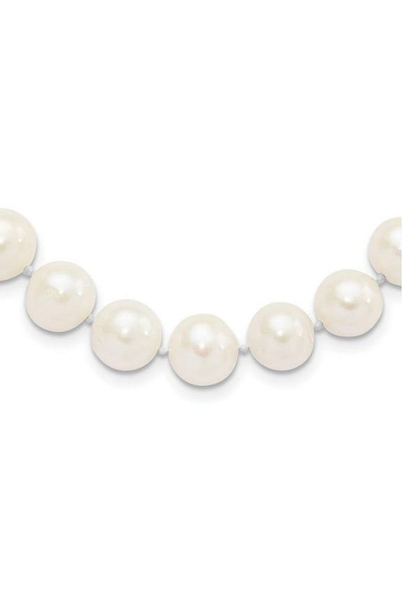 Sterling 20in Silver 10-11mm White Freshwater Cultured Pearl Necklace.