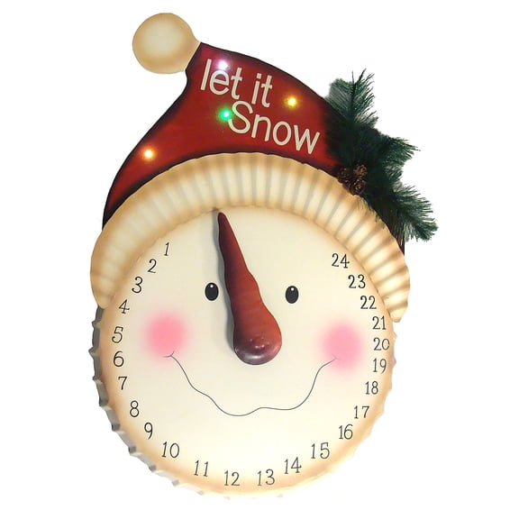 21" LED Lighted "Let it Snow" Snowman Face Christmas Countdown Advent Calendar