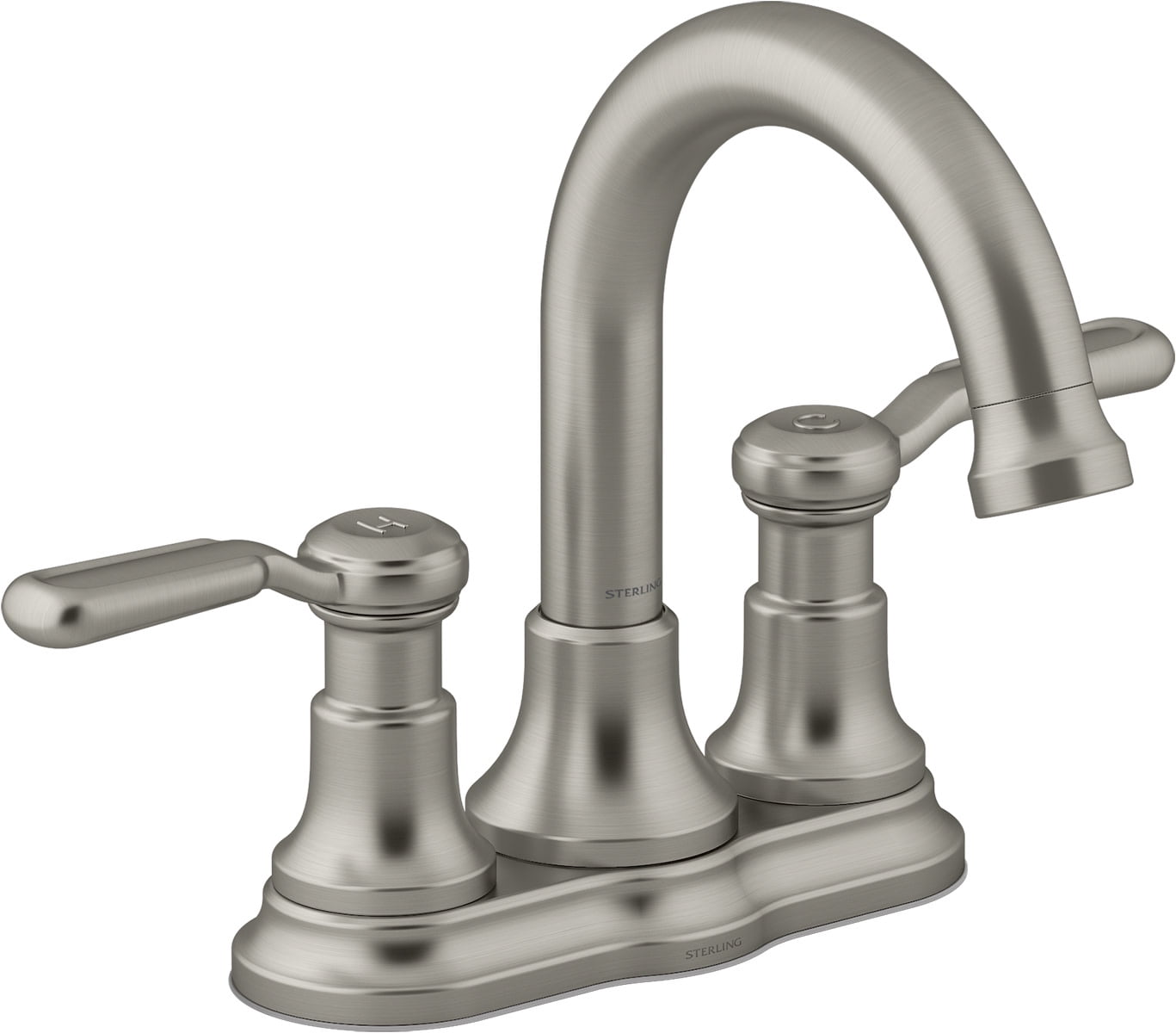 Vibrant Brushed Nickel Centerset Bathroom Faucet with Lever Handles