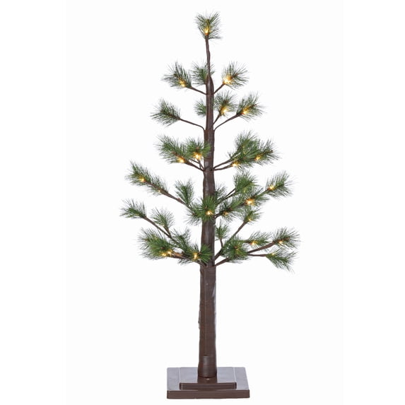 Sterling 3Ft. Pine Needle Tree with Plastic Stand and 24 Warm White LED Lights