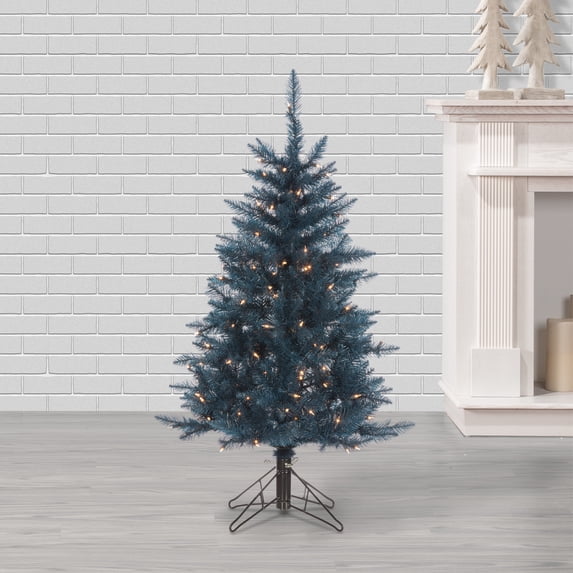 Sterling 4 ft. Pre Lit Clear UL Dark Blue Tuscany Tinsel Tree