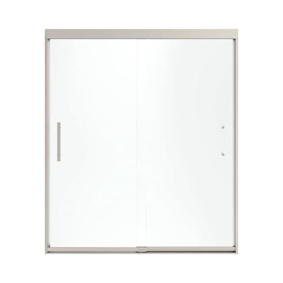 Sterling 547808-59N-G03 Finesse Frameless Slidng Alcove Shower Door With Frosted Glass, 2-in L x 59.63-in W x 7.6-in H, Brushed Nickel with Frosted Glass Pattern