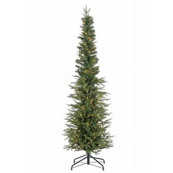Sterling 6.5 ft. Natural Cut Narrow Lincoln Pine Christmas Tree with 200 LED Lights - Green