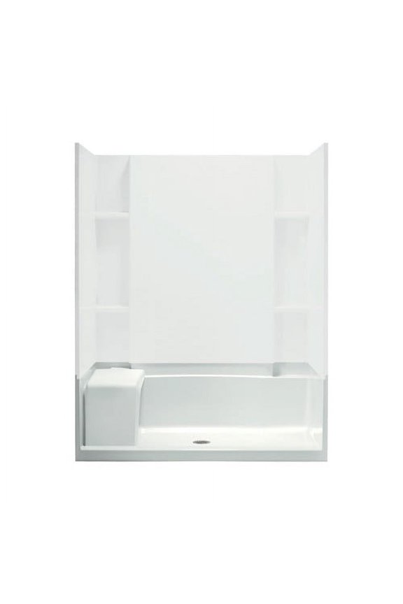 60" x 36" x 21-1/2" White Accord Seated Shower Receptor