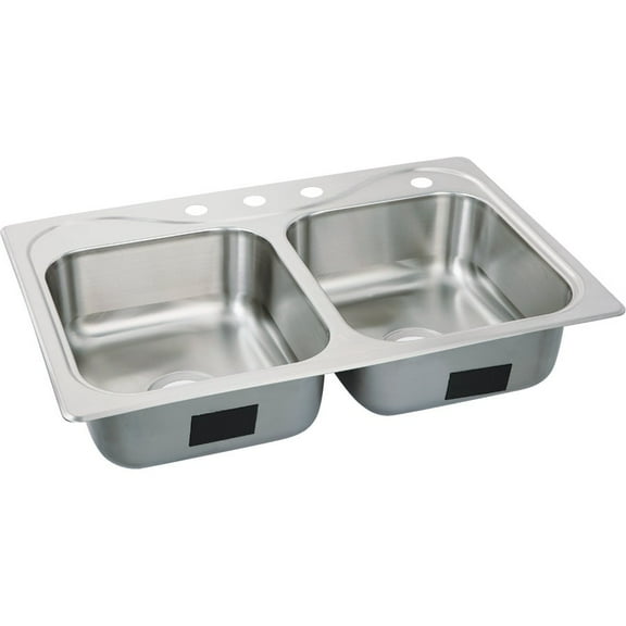 Sterling Plbg/Sinks Double Bowl Kitchen Sink Southhaven Drop-In - 7" Deep Stainless Steel - 32.25" x 21.25"