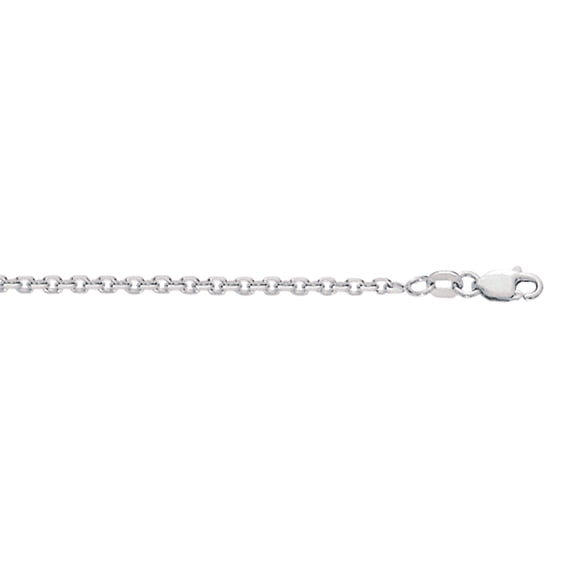 Sterling .925 Silver 20" with Rhodium Finish 2.3mm Diamond Cut Cable Chain Necklace with Lobster Clasp