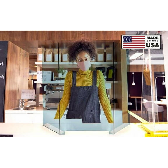 Sterling Acrylics Countertop Clear Acrylic Sneeze Guard Shield | Made in the USA | (32" H x 24" W)