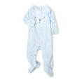 thumbnail image 1 of Sterling Baby Boy's Blue Luxe Faux Fur Footed Pajama Romper (9 Months), 1 of 1