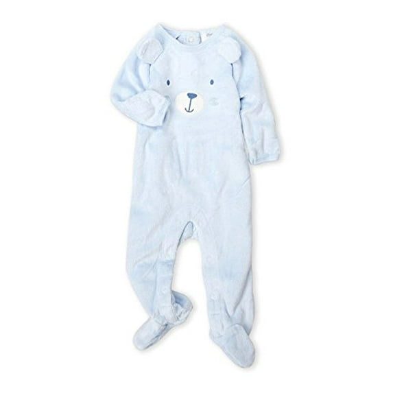 Sterling Baby Boy's Blue Luxe Faux Fur Footed Pajama Romper (9 Months)