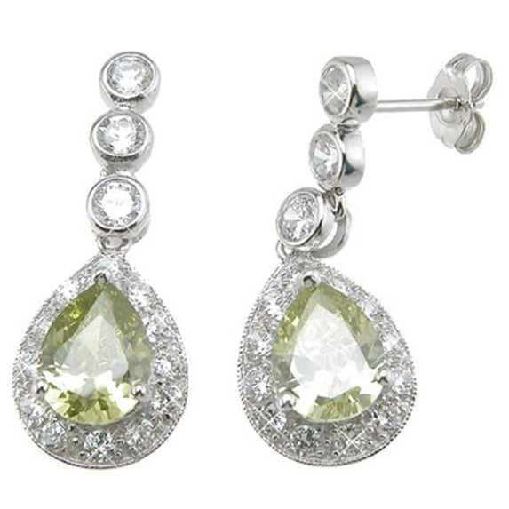 Sterling Couture e6416 6 x 4 mm 925 Sterling Silver Brilliant Fashion Pave Earrings, Rhodium Finish