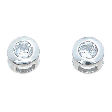 Sterling Couture e6778 3 mm 925 Sterling Silver Brilliant Stud Earrings, Rhodium Finish