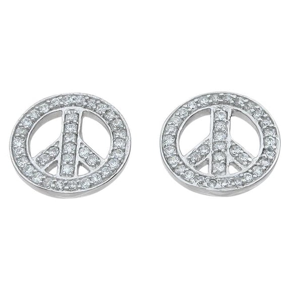 Sterling Couture e6964 Sterling Silver Peace Sign Earrings