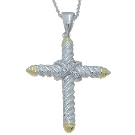 Sterling Couture p6383r 925 Sterling Silver Cross Pendant, Rhodium Finish