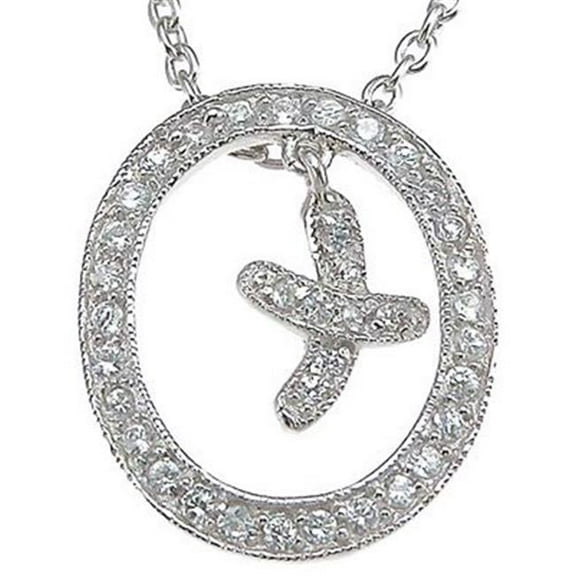 Sterling Couture p6606 925 Sterling Silver Cubic Zirconium Hugs & kisses XO Pendant, Rhodium Finish