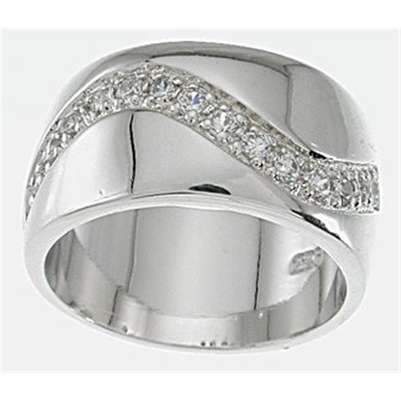 Sterling Couture r5099 925 Sterling Silver Bertini Fashion Pave Band Ring  Platinum Finish - Size 5
