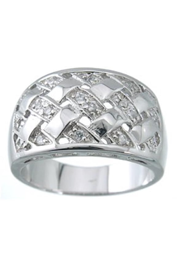r5169 925 Sterling Silver Berkovich Fashion Pave Band Ring Platinum Finish - Size 5