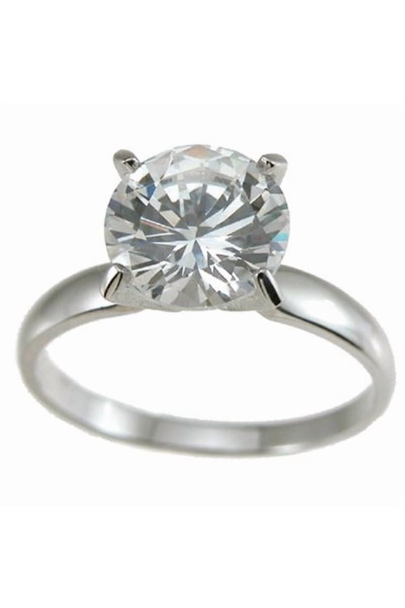 r6049 8 mm 925 Sterling Silver Cubic Zirconium Brilliant Solitaire Wedding Ring - Size 5