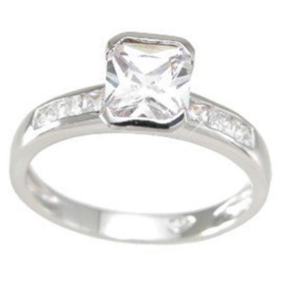 Sterling Couture r6761 925 Sterling Silver Princess Cut Ring