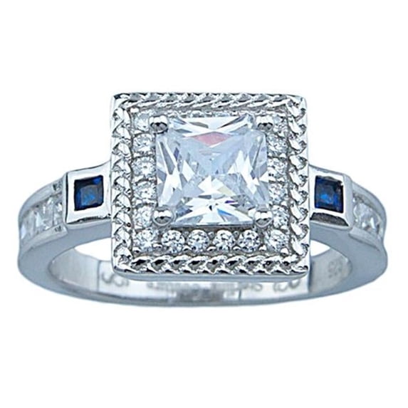 Sterling Couture r7011 1.25 Carat Princess Sterling Couture 925 Silver Wedding Ring - Size 5
