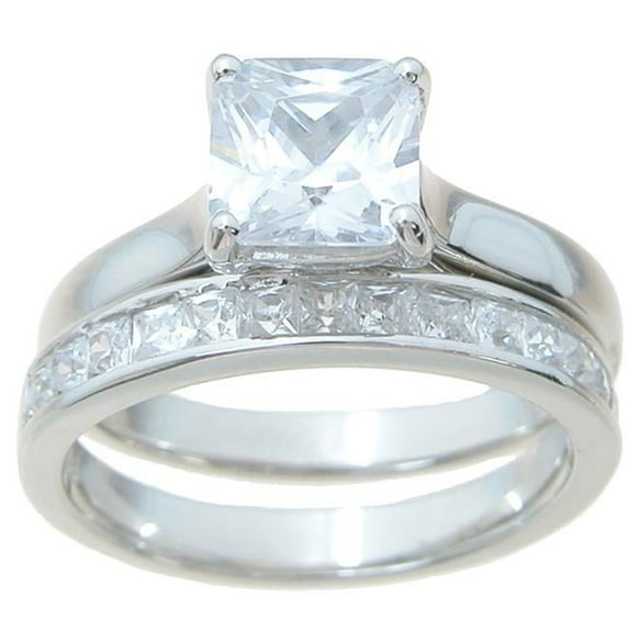 Sterling Couture rs6821 925 Sterling Silver Classic Wedding Ring Set - Size 5