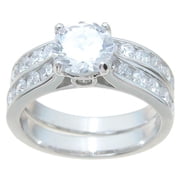 Sterling Couture rs6828 925 Sterling Silver Brilliant Engagement Ring Set - Size 5