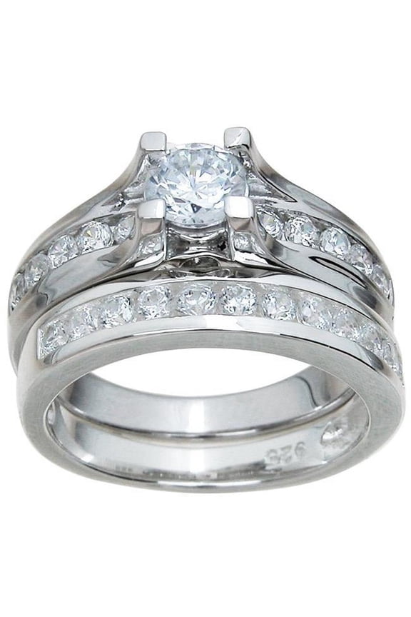 rs6890 925 Sterling Silver Brilliant Wedding Ring Set - Size 5