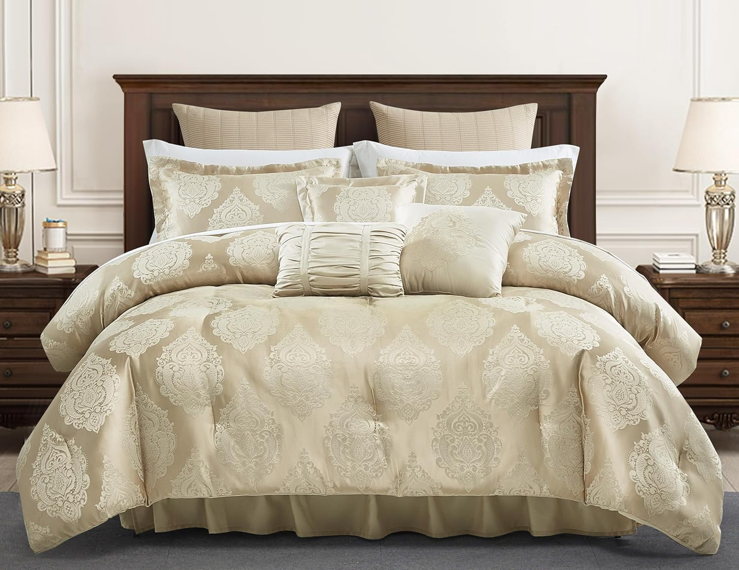 Sterling Creek 7Piece Trinity Luxury Comforter Set, Traditional Gold