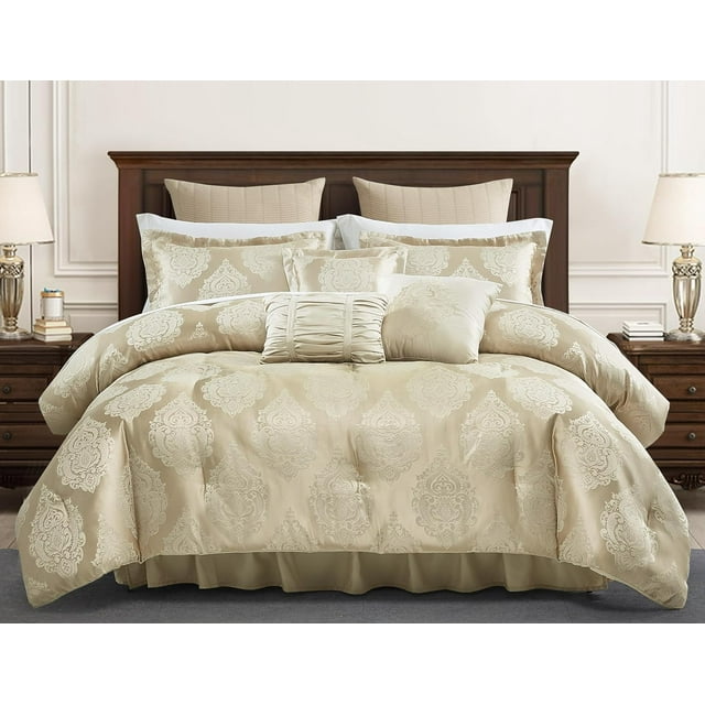 Sterling Creek 7-Piece Trinity Luxury Comforter Set, Traditional Gold ...