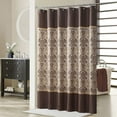thumbnail image 1 of Sterling Farmhouse Brown Waterproof Polyester Fabric Chocolate Vintage Printed Tan Shower Curtain,Bronze Damask Striped Bathroom Curtains,72" W x 72" L, 1 of 6